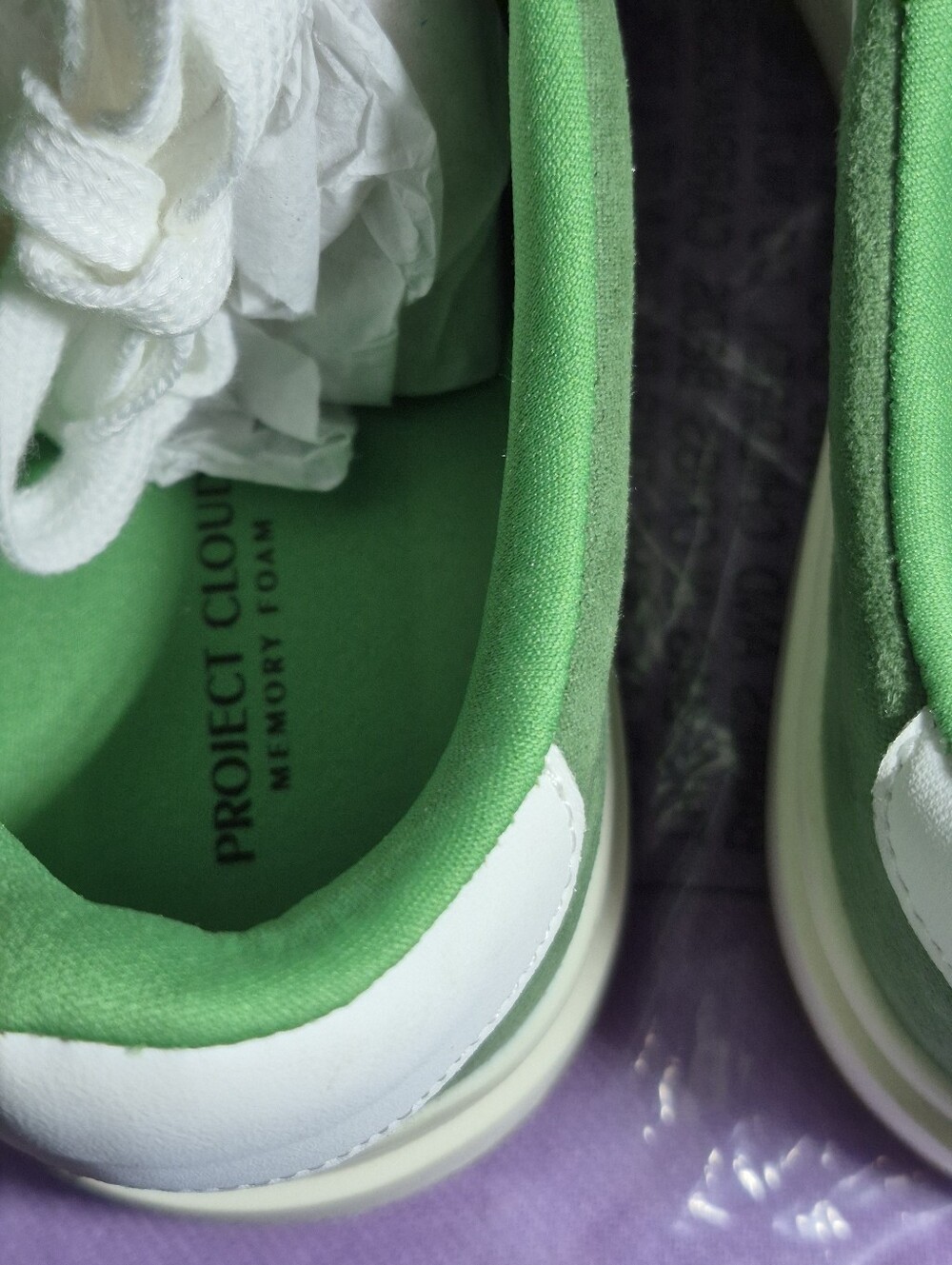 Womens "PROJECT CLOUD" Green Suede Low-Top Sneakers - White Accents - Picture 6 of 14